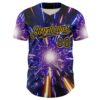 Custom Blue Black-Yellow 3D Pattern Design Outer Space Time Travel Authentic Baseball Jersey