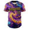 Custom Purple Black-Yellow 3D Pattern Design Outer Space Galaxy Authentic Baseball Jersey