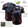 Custom Blue Navy-White 3D Pattern Design Outer Space Light Swords American Flag Authentic Baseball Jersey