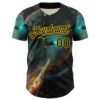 Custom Blue Black-Yellow 3D Pattern Design Outer Space Starships Authentic Baseball Jersey