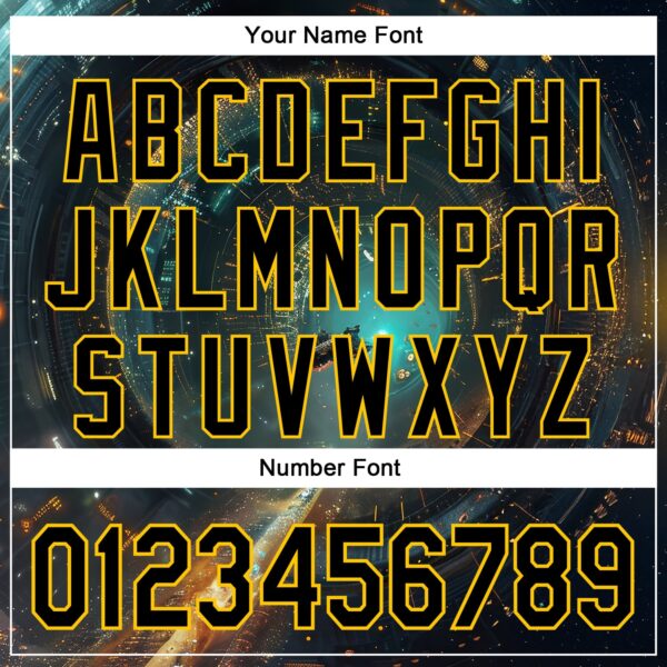 Custom Blue Black-Yellow 3D Pattern Design Outer Space Starships Authentic Baseball Jersey