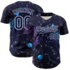 Custom Dark Purple Navy-White 3D Pattern Design Outer Space Galaxy Solar Authentic Baseball Jersey