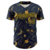 Custom Blue Black-Yellow 3D Pattern Design Outer Space Galaxy Solar Authentic Baseball Jersey