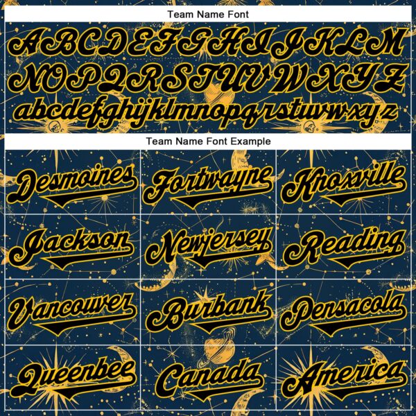 Custom Blue Black-Yellow 3D Pattern Design Outer Space Galaxy Solar Authentic Baseball Jersey