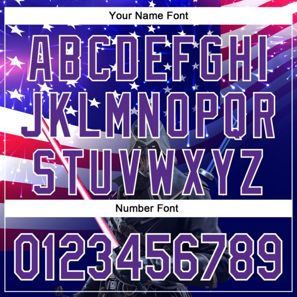 Custom Blue Purple-White 3D Pattern Design Outer Space Light Swords American Flag Authentic Baseball Jersey