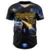 Custom Black Gold 3D Pattern Design Outer Space Light Swords American Flag Authentic Baseball Jersey