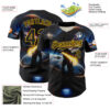 Custom Black Gold 3D Pattern Design Outer Space Light Swords American Flag Authentic Baseball Jersey