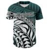Custom Teal Black-White 3D Polynesian Style Islander Authentic Baseball Jersey