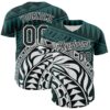Custom Teal Black-White 3D Polynesian Style Islander Authentic Baseball Jersey