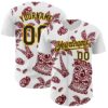 Custom White Black Crimson-Gold 3D Polynesian Style Tiki Culture Islander Authentic Baseball Jersey