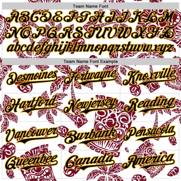 Custom White Black Crimson-Gold 3D Polynesian Style Tiki Culture Islander Authentic Baseball Jersey