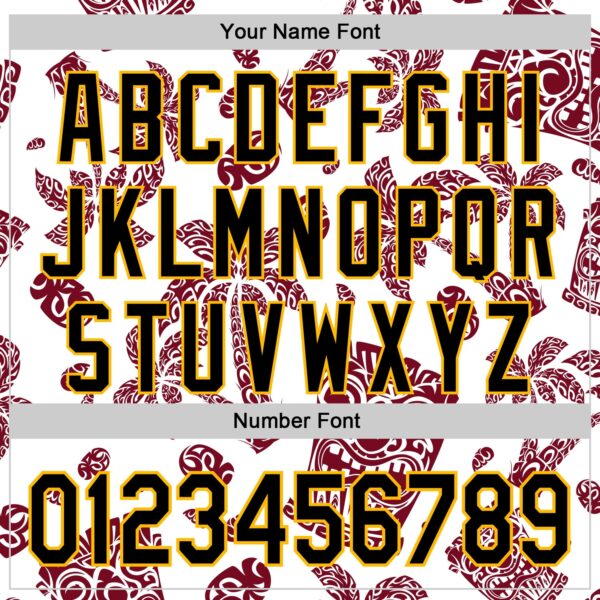 Custom White Black Crimson-Gold 3D Polynesian Style Tiki Culture Islander Authentic Baseball Jersey