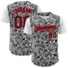 Custom White Black-Fire Red 3D Polynesian Style Islander Authentic Baseball Jersey