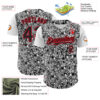 Custom White Black-Fire Red 3D Polynesian Style Islander Authentic Baseball Jersey
