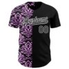 Custom Black Purple-White 3D Polynesian Style Islander Authentic Baseball Jersey