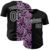 Custom Black Purple-White 3D Polynesian Style Islander Authentic Baseball Jersey