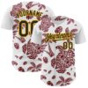 Custom White Black Crimson-Gold 3D Polynesian Style Palm Trees Islander Authentic Baseball Jersey