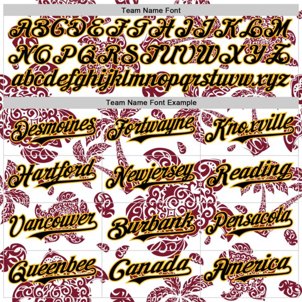 Custom White Black Crimson-Gold 3D Polynesian Style Palm Trees Islander Authentic Baseball Jersey