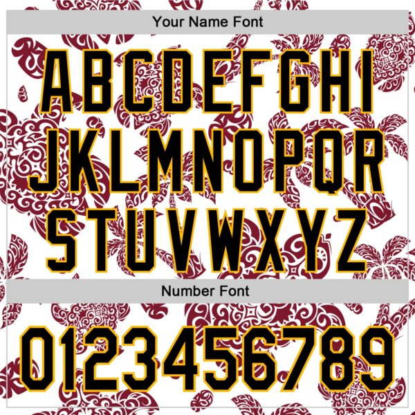 Custom White Black Crimson-Gold 3D Polynesian Style Palm Trees Islander Authentic Baseball Jersey