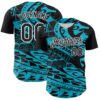 Custom Black Lakes Blue-White 3D Polynesian Style Islander Authentic Baseball Jersey