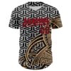 Custom White Black Old Gold-Fire Red 3D Polynesian Style Islander Authentic Baseball Jersey