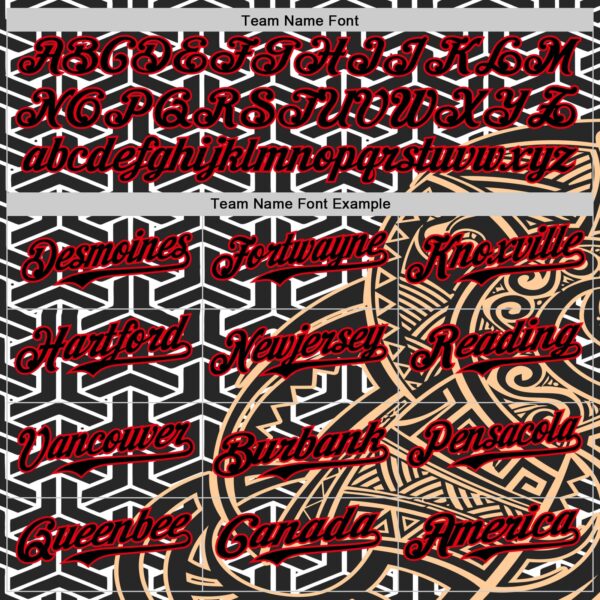 Custom White Black Old Gold-Fire Red 3D Polynesian Style Islander Authentic Baseball Jersey