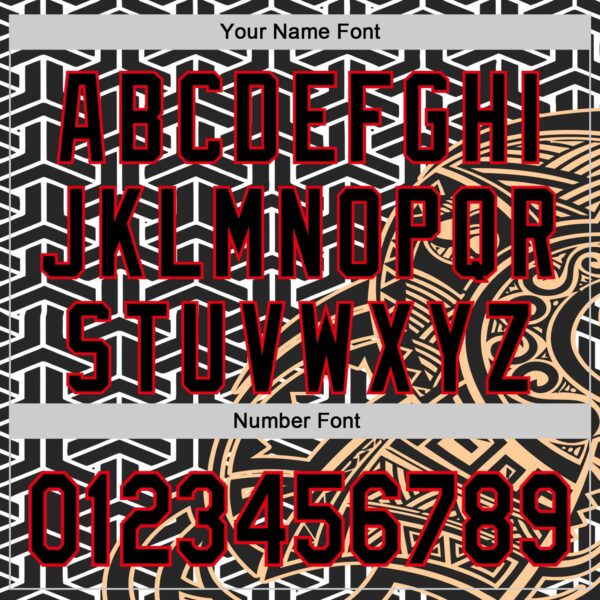 Custom White Black Old Gold-Fire Red 3D Polynesian Style Islander Authentic Baseball Jersey