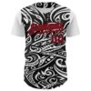 Custom Black White-Fire Red 3D Polynesian Style Islander Authentic Baseball Jersey