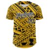 Custom Yellow Black-White 3D Polynesian Style Islander Authentic Baseball Jersey