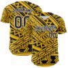 Custom Yellow Black-White 3D Polynesian Style Islander Authentic Baseball Jersey
