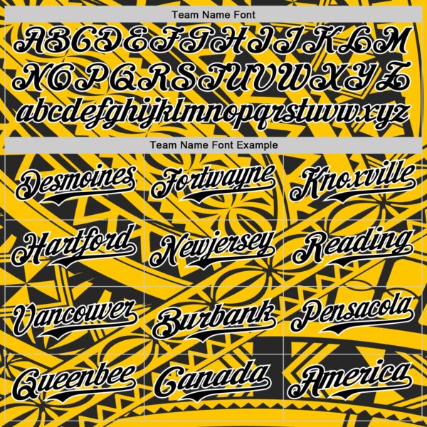 Custom Yellow Black-White 3D Polynesian Style Islander Authentic Baseball Jersey