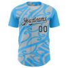Custom Sky Blue Black Silver-White 3D Polynesian Style Islander Authentic Baseball Jersey