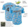 Custom Sky Blue Black Silver-White 3D Polynesian Style Islander Authentic Baseball Jersey
