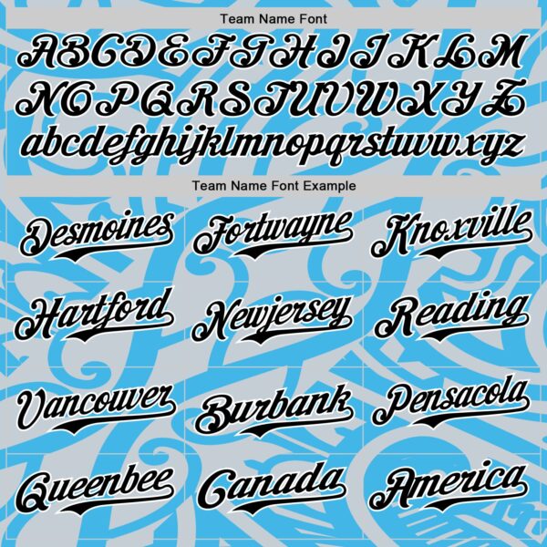 Custom Sky Blue Black Silver-White 3D Polynesian Style Islander Authentic Baseball Jersey