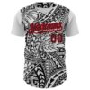 Custom Black White-Fire Red 3D Polynesian Style Islander Authentic Baseball Jersey