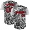 Custom Black White-Fire Red 3D Polynesian Style Islander Authentic Baseball Jersey