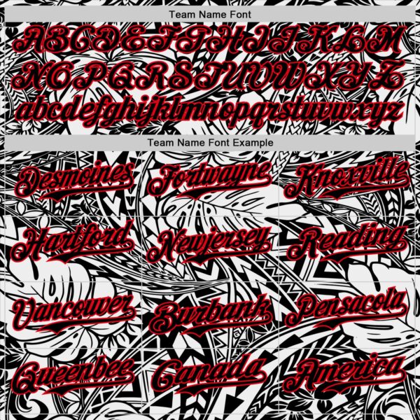 Custom Black White-Fire Red 3D Polynesian Style Islander Authentic Baseball Jersey