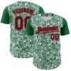 Custom White Black Kelly Green-Fire Red 3D Polynesian Style Islander Authentic Baseball Jersey