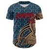 Custom Black Sky Blue Old Gold-Fire Red 3D Polynesian Style Islander Authentic Baseball Jersey