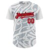 Custom White Fire Red Silver-Black 3D Polynesian Style Islander Authentic Baseball Jersey