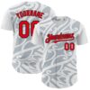 Custom White Fire Red Silver-Black 3D Polynesian Style Islander Authentic Baseball Jersey