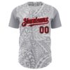 Custom Gray Black White-Fire Red 3D Polynesian Style Palm Leaves Islander Authentic Baseball Jersey