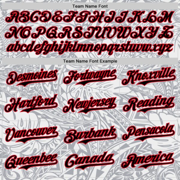 Custom Gray Black White-Fire Red 3D Polynesian Style Palm Leaves Islander Authentic Baseball Jersey