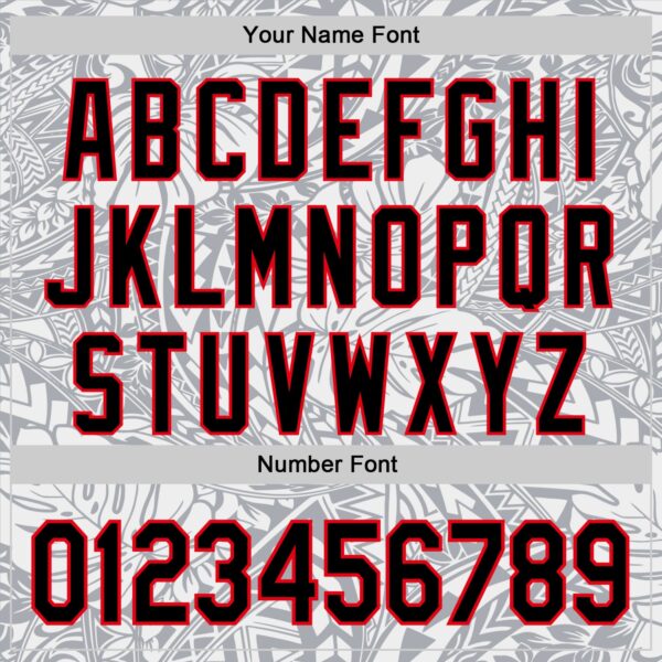 Custom Gray Black White-Fire Red 3D Polynesian Style Palm Leaves Islander Authentic Baseball Jersey