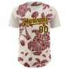 Custom Cream Black Crimson-Gold 3D Polynesian Style Palm Trees Islander Authentic Baseball Jersey