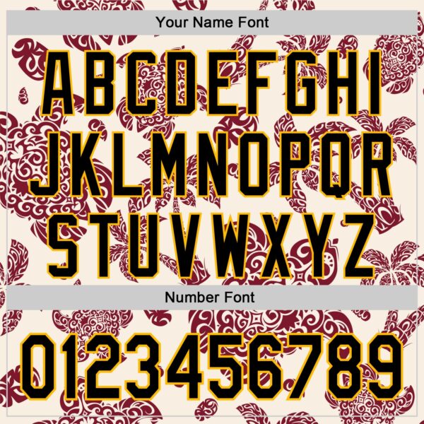 Custom Cream Black Crimson-Gold 3D Polynesian Style Palm Trees Islander Authentic Baseball Jersey