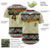 Custom Green Black-Gold 3D Polynesian Style Islander Authentic Baseball Jersey