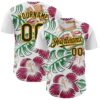 Custom White Black-Gold 3D Polynesian Style Tiki Culture Palm Leaves Islander Authentic Baseball Jersey