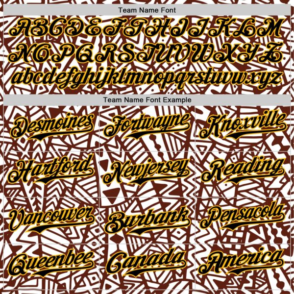 Custom White Black Brown-Gold 3D Polynesian Style Islander Authentic Baseball Jersey