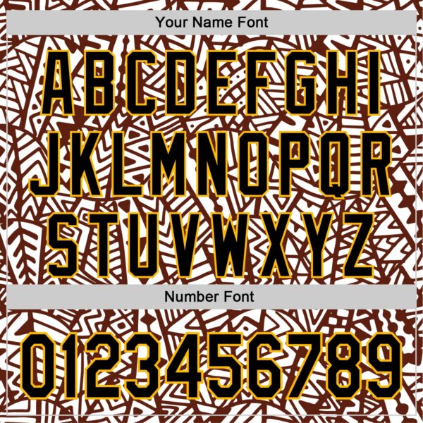 Custom White Black Brown-Gold 3D Polynesian Style Islander Authentic Baseball Jersey